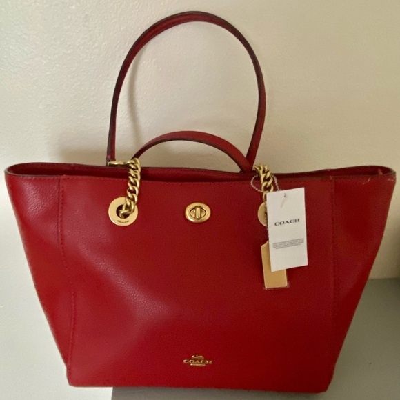 Coach Handbags - Authentic Coach beautiful red genuine leather bag .